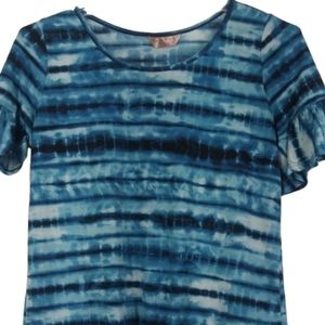 Amana Women's Top Tie Dye Ruffle Sleeves Tie Front Knot Size L
